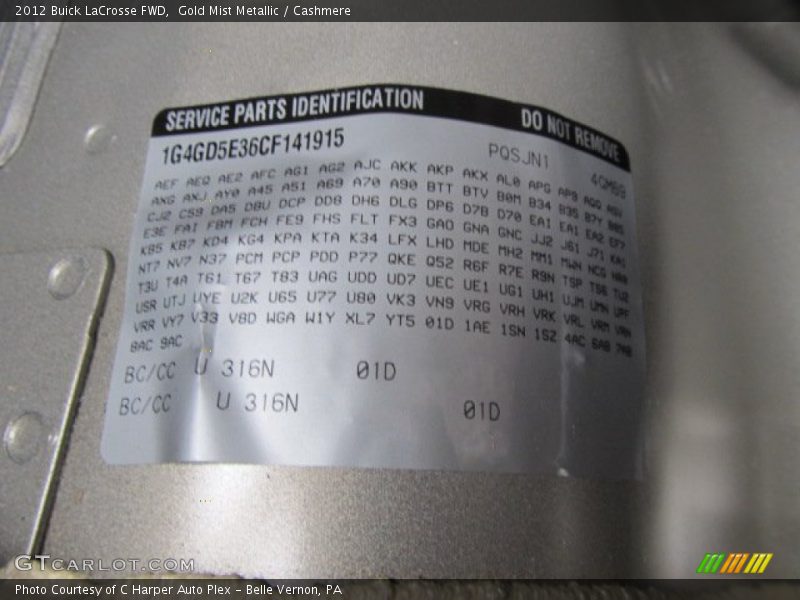 Gold Mist Metallic / Cashmere 2012 Buick LaCrosse FWD