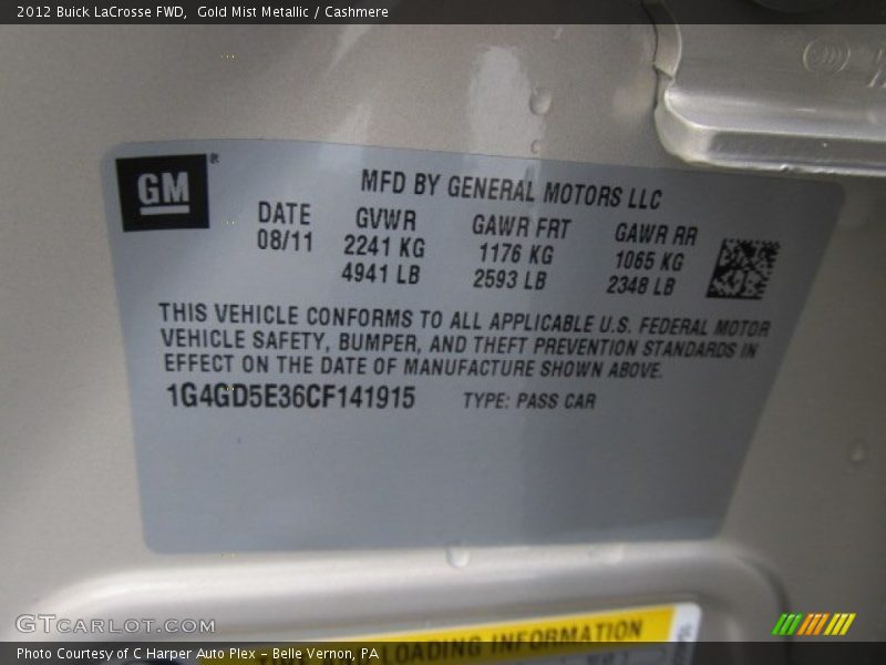 Gold Mist Metallic / Cashmere 2012 Buick LaCrosse FWD