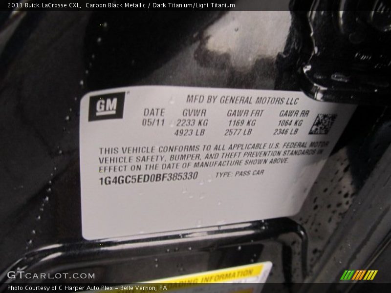 Carbon Black Metallic / Dark Titanium/Light Titanium 2011 Buick LaCrosse CXL