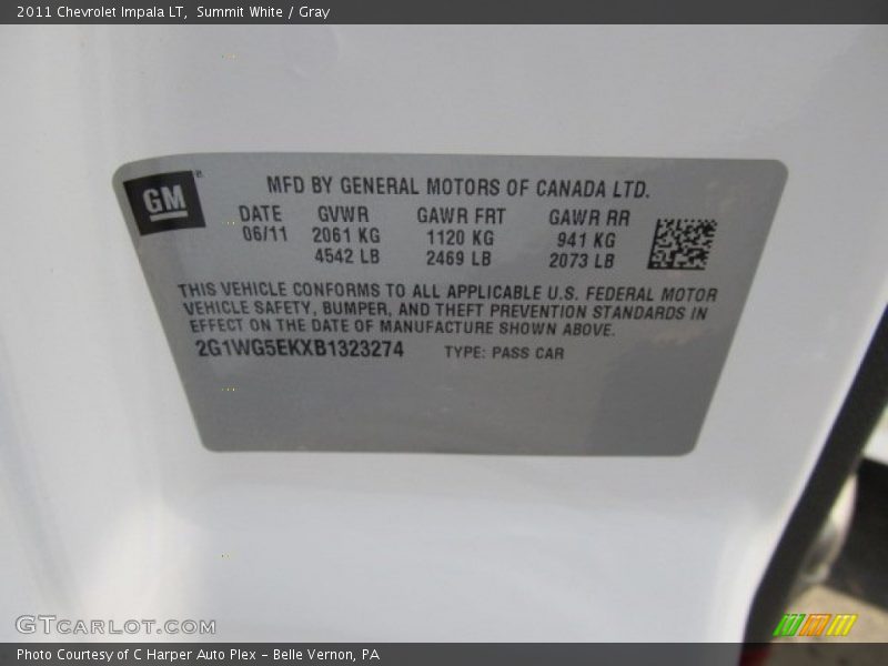 Summit White / Gray 2011 Chevrolet Impala LT