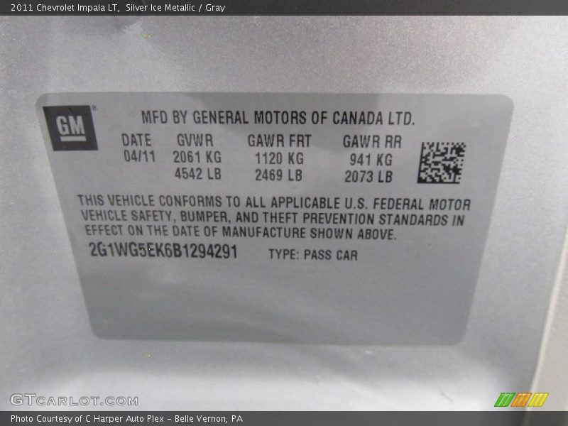 Silver Ice Metallic / Gray 2011 Chevrolet Impala LT