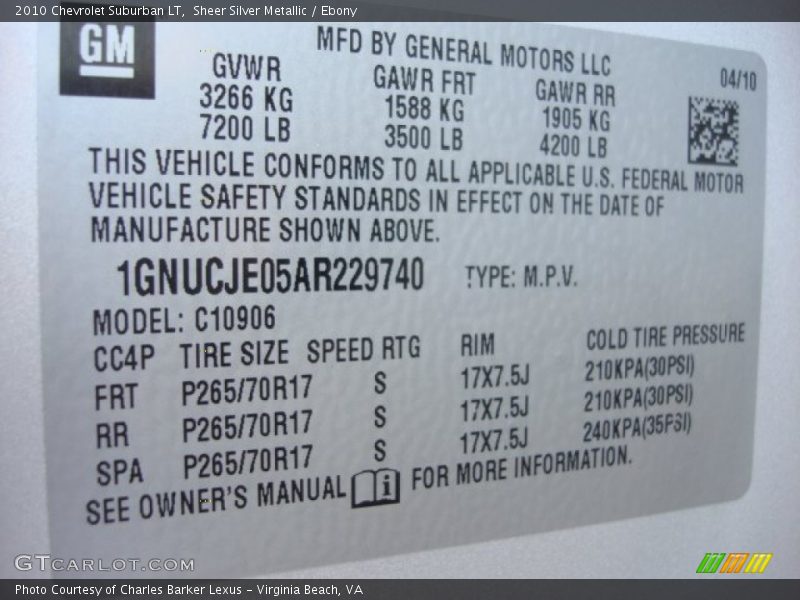 Sheer Silver Metallic / Ebony 2010 Chevrolet Suburban LT