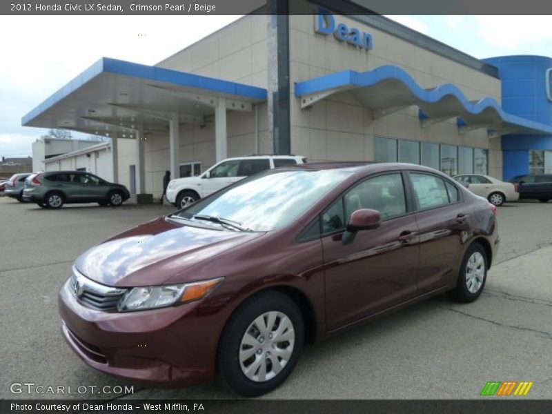 Crimson Pearl / Beige 2012 Honda Civic LX Sedan