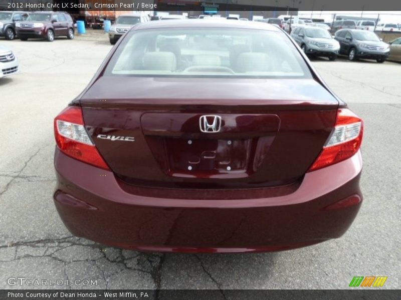Crimson Pearl / Beige 2012 Honda Civic LX Sedan