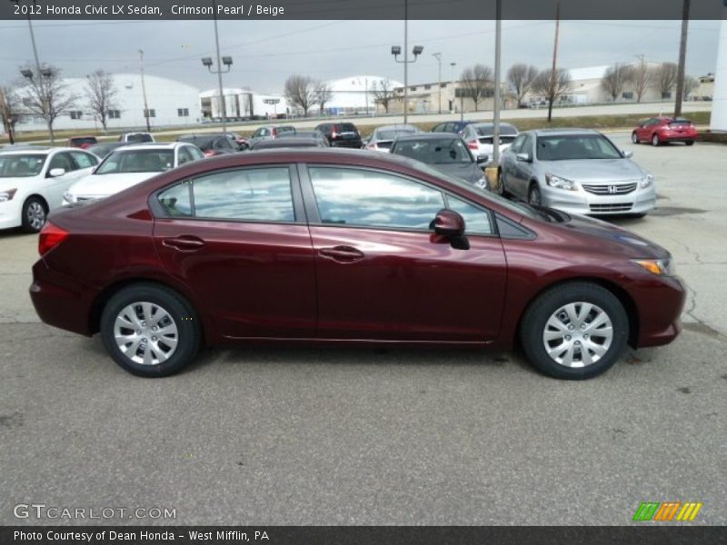 Crimson Pearl / Beige 2012 Honda Civic LX Sedan