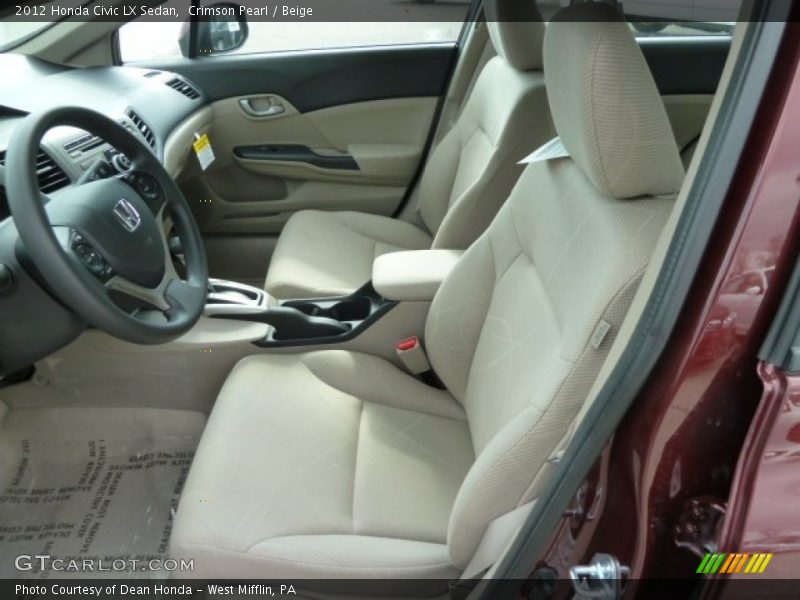 Crimson Pearl / Beige 2012 Honda Civic LX Sedan