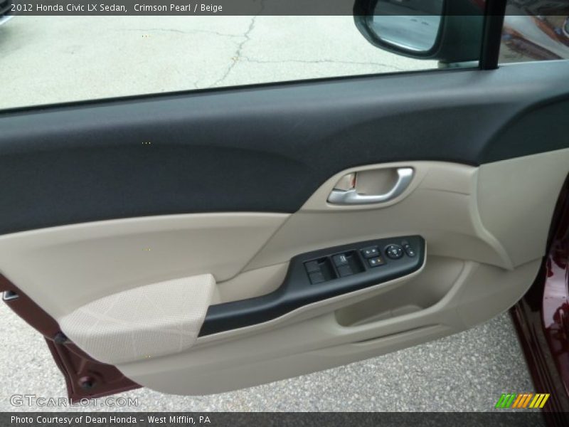 Crimson Pearl / Beige 2012 Honda Civic LX Sedan