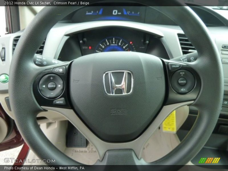 Crimson Pearl / Beige 2012 Honda Civic LX Sedan