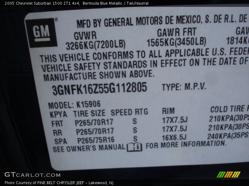 Bermuda Blue Metallic / Tan/Neutral 2005 Chevrolet Suburban 1500 Z71 4x4