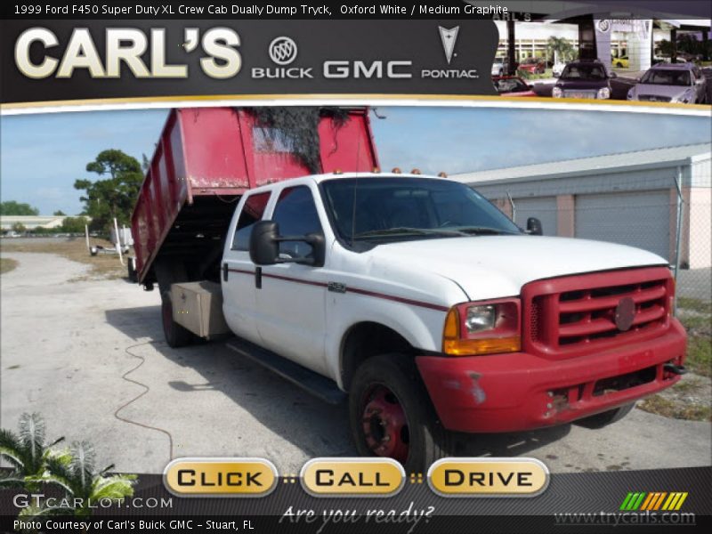 Oxford White / Medium Graphite 1999 Ford F450 Super Duty XL Crew Cab Dually Dump Tryck