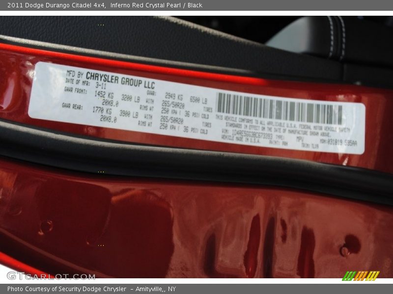 Inferno Red Crystal Pearl / Black 2011 Dodge Durango Citadel 4x4
