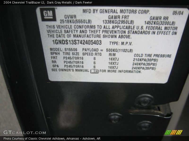 Dark Gray Metallic / Dark Pewter 2004 Chevrolet TrailBlazer LS