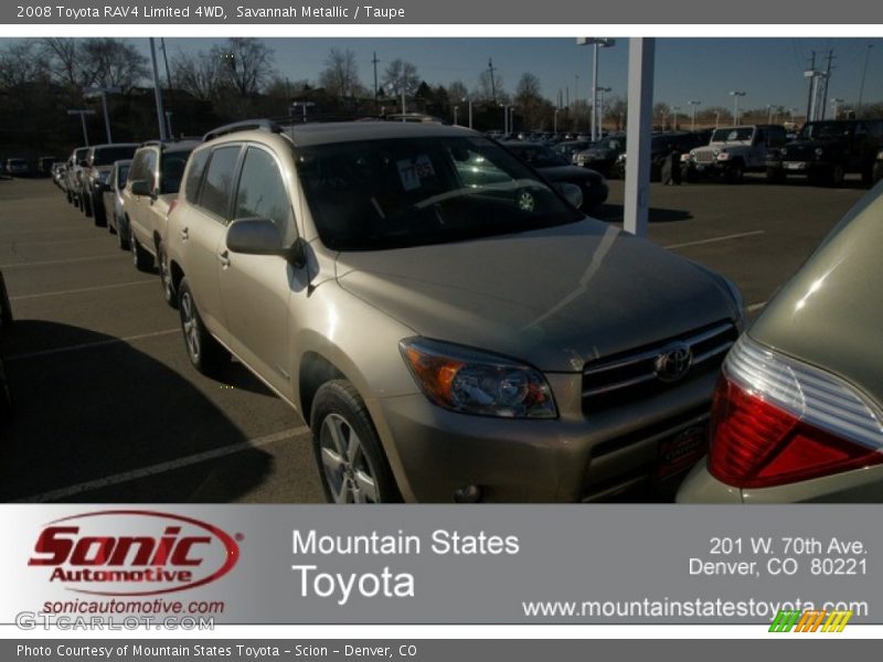 Savannah Metallic / Taupe 2008 Toyota RAV4 Limited 4WD