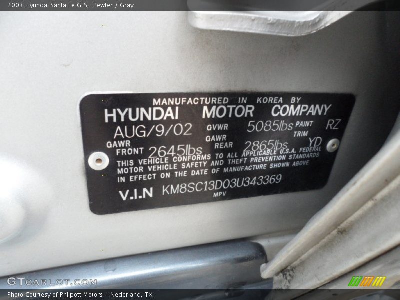 Pewter / Gray 2003 Hyundai Santa Fe GLS