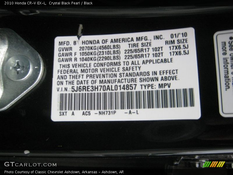 Crystal Black Pearl / Black 2010 Honda CR-V EX-L