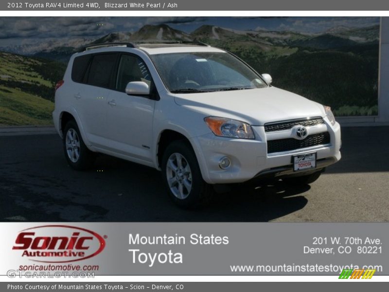 Blizzard White Pearl / Ash 2012 Toyota RAV4 Limited 4WD