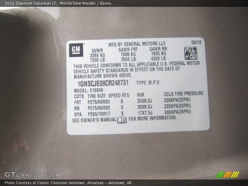 Mocha Steel Metallic / Ebony 2012 Chevrolet Suburban LT
