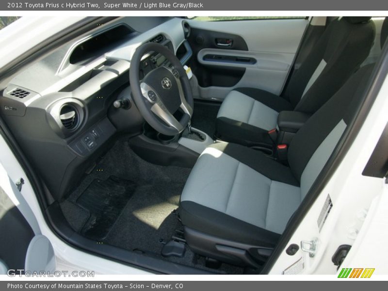 Super White / Light Blue Gray/Black 2012 Toyota Prius c Hybrid Two