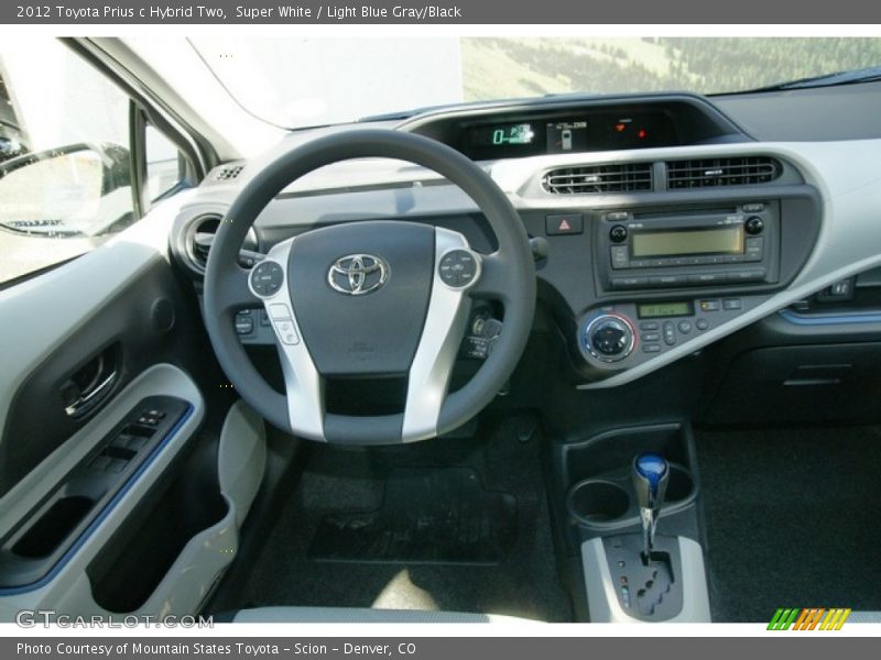 Super White / Light Blue Gray/Black 2012 Toyota Prius c Hybrid Two