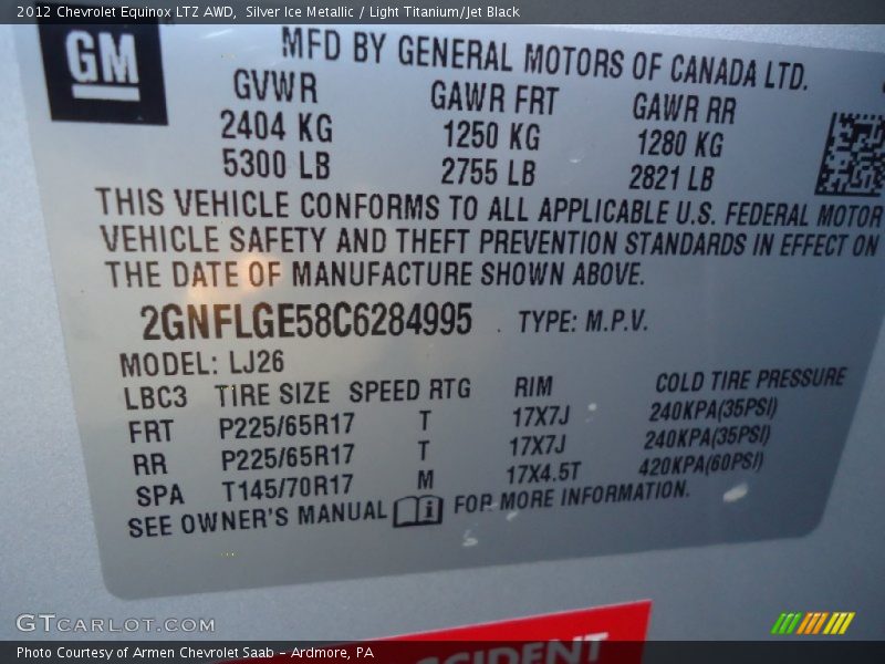 Silver Ice Metallic / Light Titanium/Jet Black 2012 Chevrolet Equinox LTZ AWD
