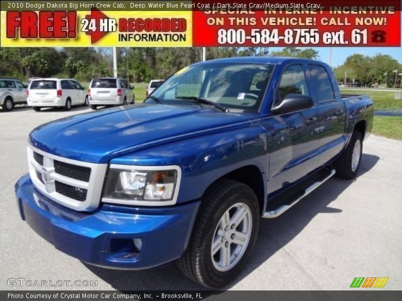 Deep Water Blue Pearl Coat / Dark Slate Gray/Medium Slate Gray 2010 Dodge Dakota Big Horn Crew Cab