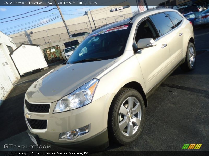 Gold Mist Metallic / Ebony 2012 Chevrolet Traverse LT AWD