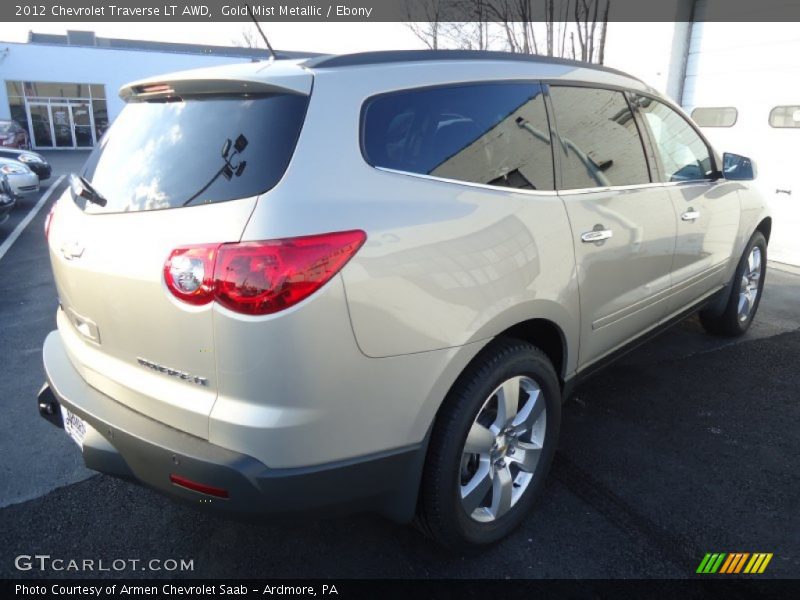 Gold Mist Metallic / Ebony 2012 Chevrolet Traverse LT AWD