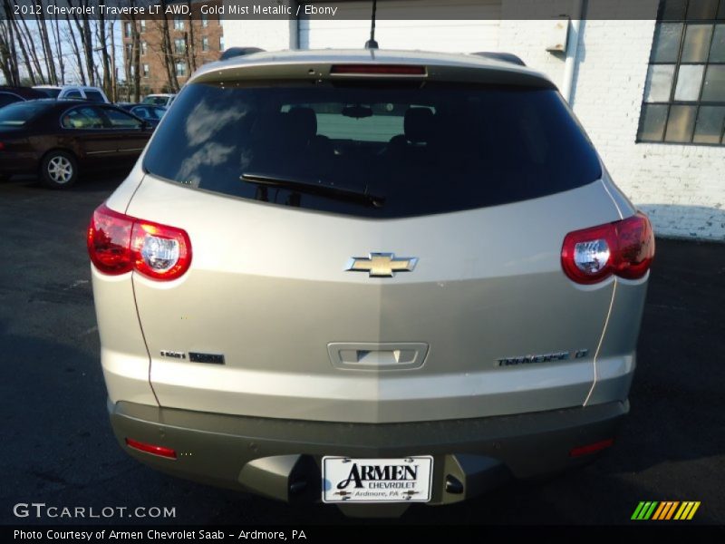 Gold Mist Metallic / Ebony 2012 Chevrolet Traverse LT AWD