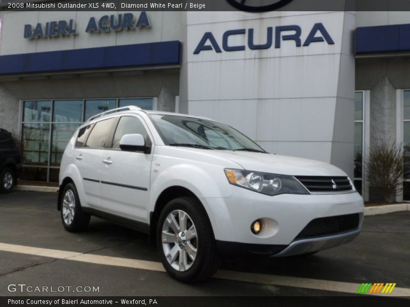 Diamond White Pearl / Beige 2008 Mitsubishi Outlander XLS 4WD