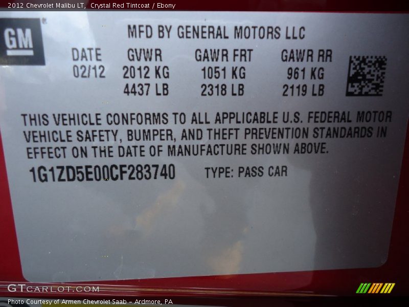 Crystal Red Tintcoat / Ebony 2012 Chevrolet Malibu LT