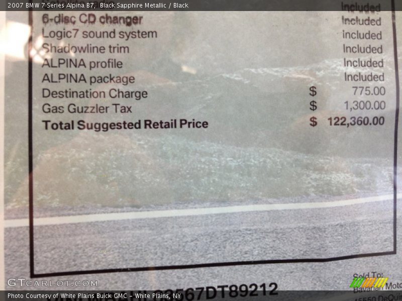 Black Sapphire Metallic / Black 2007 BMW 7 Series Alpina B7