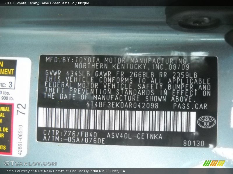 Aloe Green Metallic / Bisque 2010 Toyota Camry