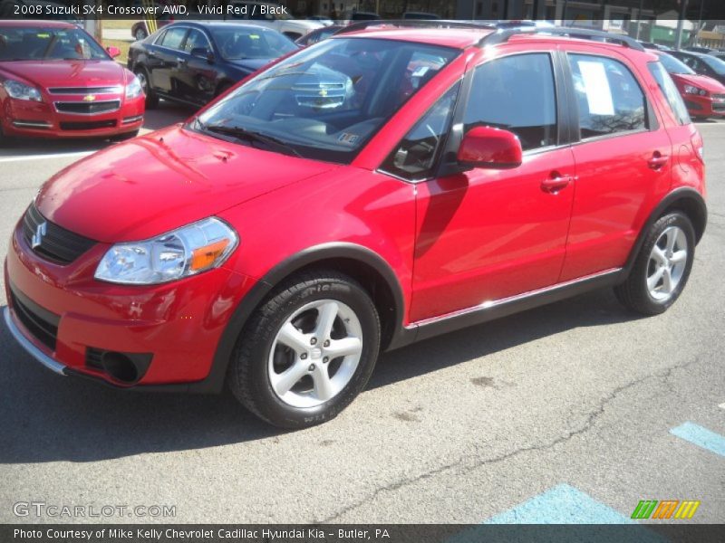 Vivid Red / Black 2008 Suzuki SX4 Crossover AWD