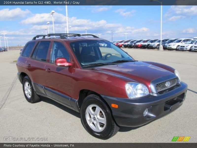 Merlot Red / Gray 2004 Hyundai Santa Fe GLS 4WD