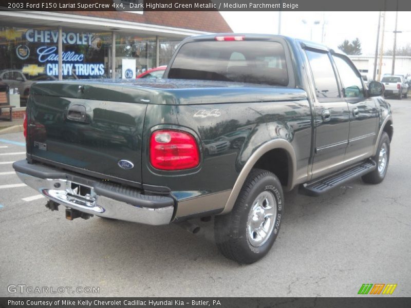 Dark Highland Green Metallic / Medium Parchment Beige 2003 Ford F150 Lariat SuperCrew 4x4