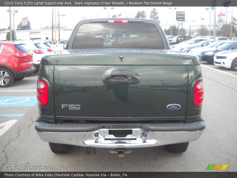 Dark Highland Green Metallic / Medium Parchment Beige 2003 Ford F150 Lariat SuperCrew 4x4