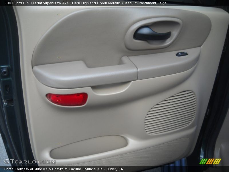 Dark Highland Green Metallic / Medium Parchment Beige 2003 Ford F150 Lariat SuperCrew 4x4