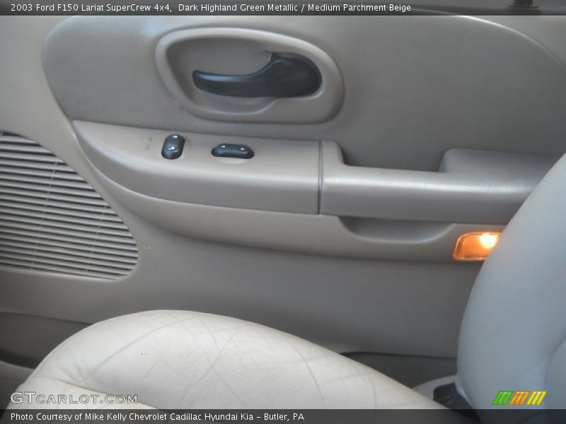 Dark Highland Green Metallic / Medium Parchment Beige 2003 Ford F150 Lariat SuperCrew 4x4