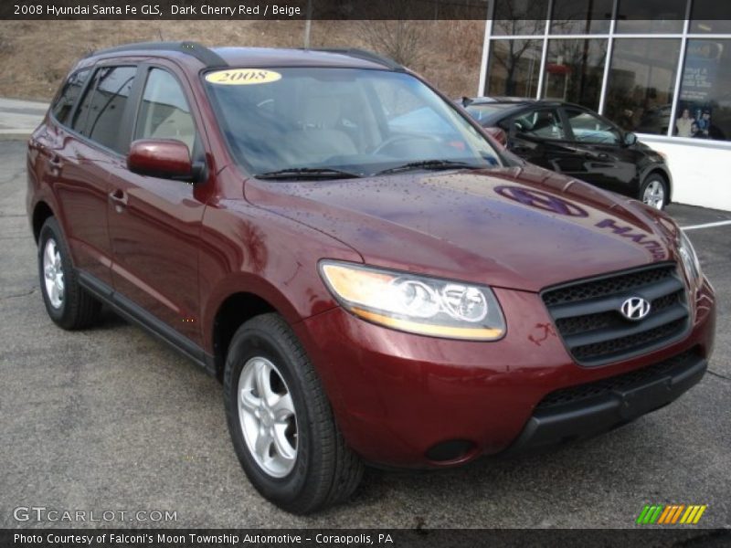 Dark Cherry Red / Beige 2008 Hyundai Santa Fe GLS
