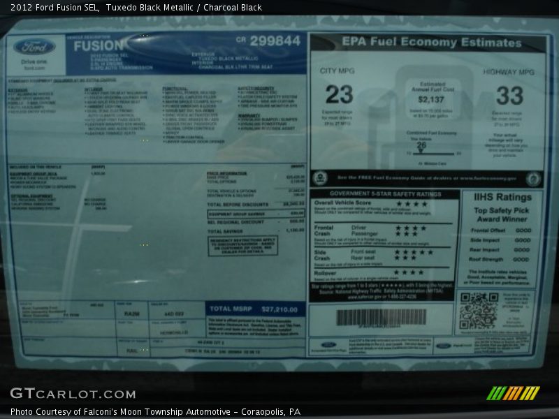 Tuxedo Black Metallic / Charcoal Black 2012 Ford Fusion SEL
