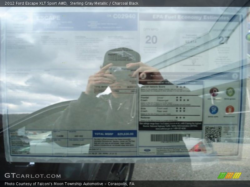 Sterling Gray Metallic / Charcoal Black 2012 Ford Escape XLT Sport AWD