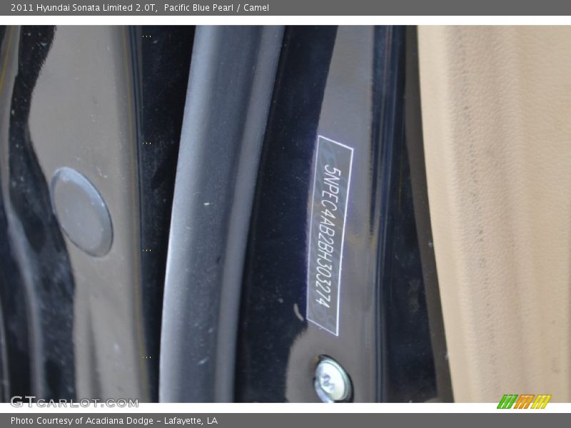 Pacific Blue Pearl / Camel 2011 Hyundai Sonata Limited 2.0T