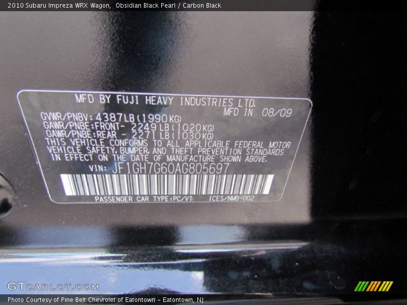 Obsidian Black Pearl / Carbon Black 2010 Subaru Impreza WRX Wagon