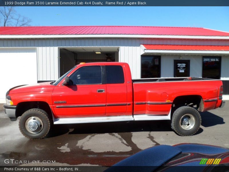 Flame Red / Agate Black 1999 Dodge Ram 3500 Laramie Extended Cab 4x4 Dually