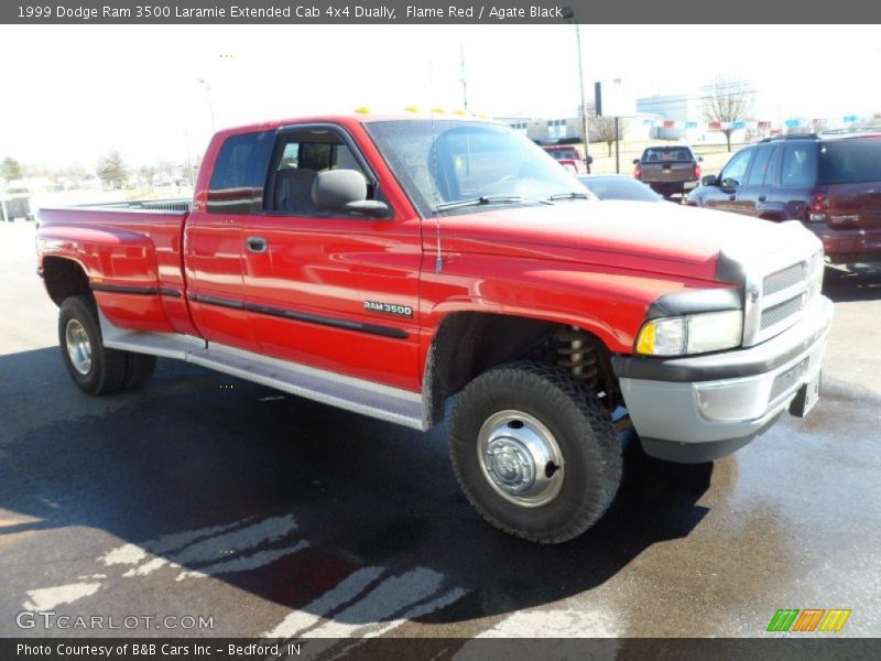 Flame Red / Agate Black 1999 Dodge Ram 3500 Laramie Extended Cab 4x4 Dually