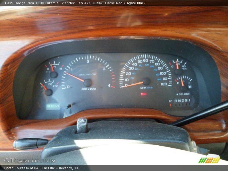 Flame Red / Agate Black 1999 Dodge Ram 3500 Laramie Extended Cab 4x4 Dually