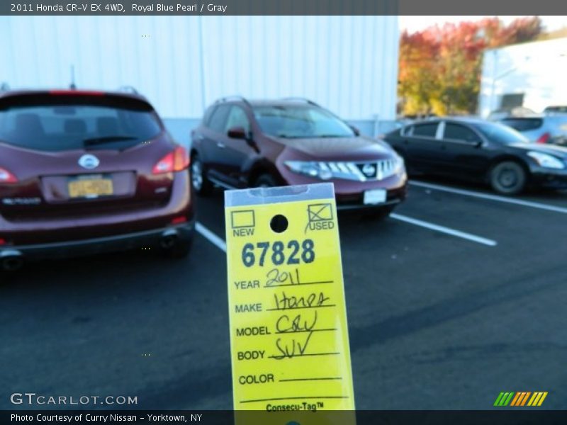 Royal Blue Pearl / Gray 2011 Honda CR-V EX 4WD
