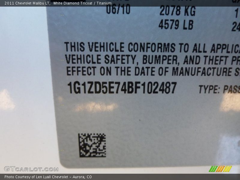 White Diamond Tricoat / Titanium 2011 Chevrolet Malibu LT