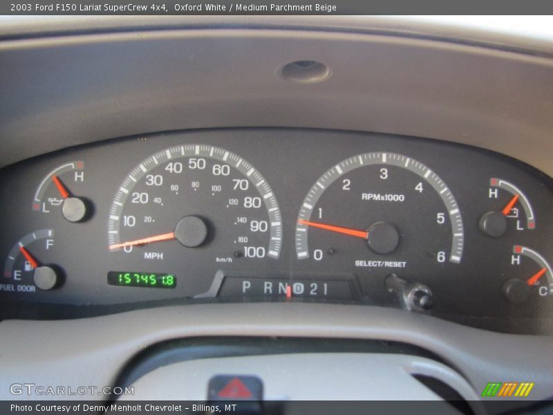 Oxford White / Medium Parchment Beige 2003 Ford F150 Lariat SuperCrew 4x4