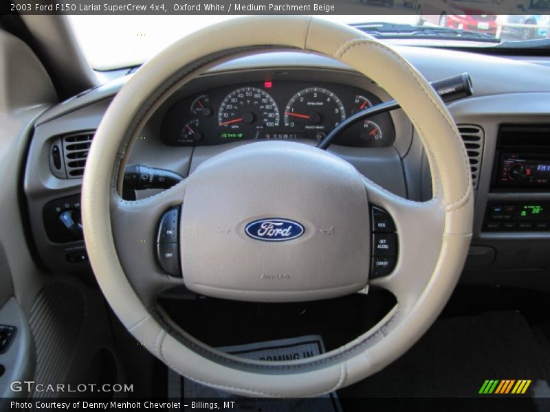 Oxford White / Medium Parchment Beige 2003 Ford F150 Lariat SuperCrew 4x4